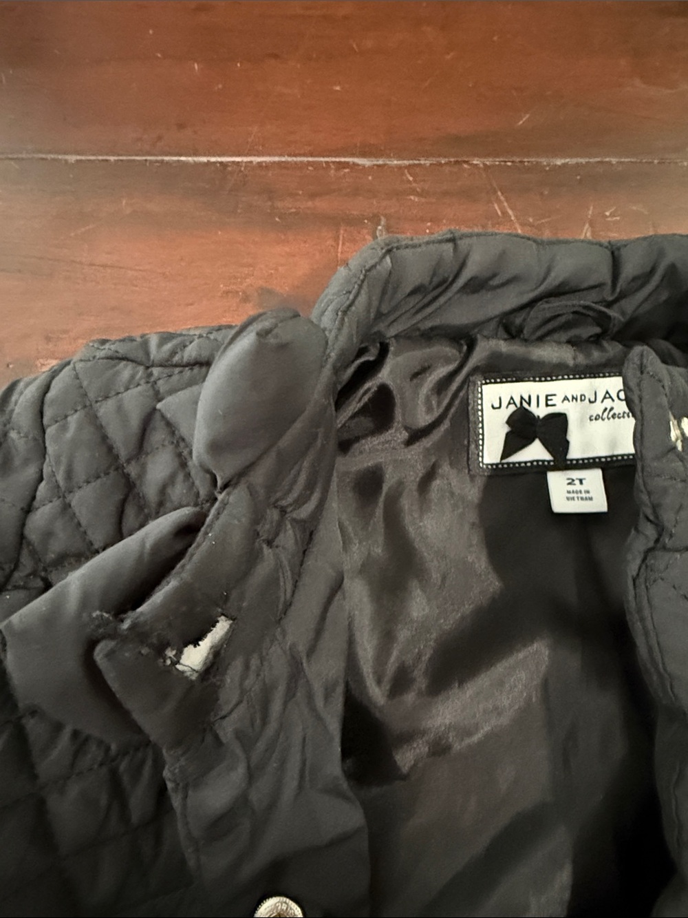 Janie and Jack Black Quilted Peplum Snap-Front Jacket - Picture 3 of 5